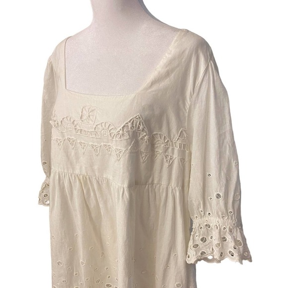 Anthro Audrina Forever That Girl White Eyelet Swing Dress Size Petite Large PL - Picture 13 of 16